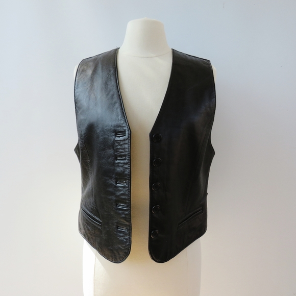 Vintage The Limited Black Leather Vest Size Medium - Picture 6 of 15